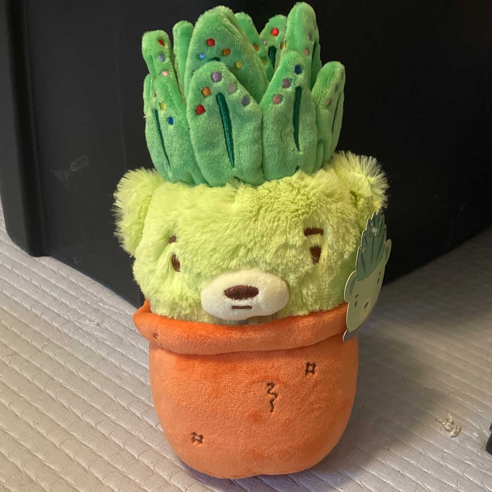 Green Cactus Bear Plush in Orange Pot Moriah Elizabeth Fred plush with bag - Picture 1 of 13